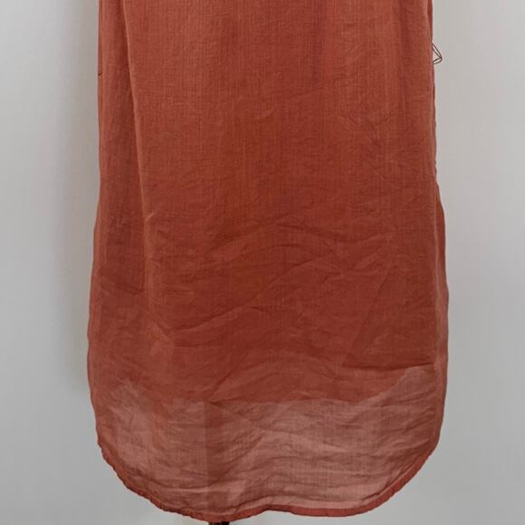 Frame Lauren Ramie Cotton Gauze Mini Dress Button-Down with Slip Terracotta XL - Picture 7 of 11